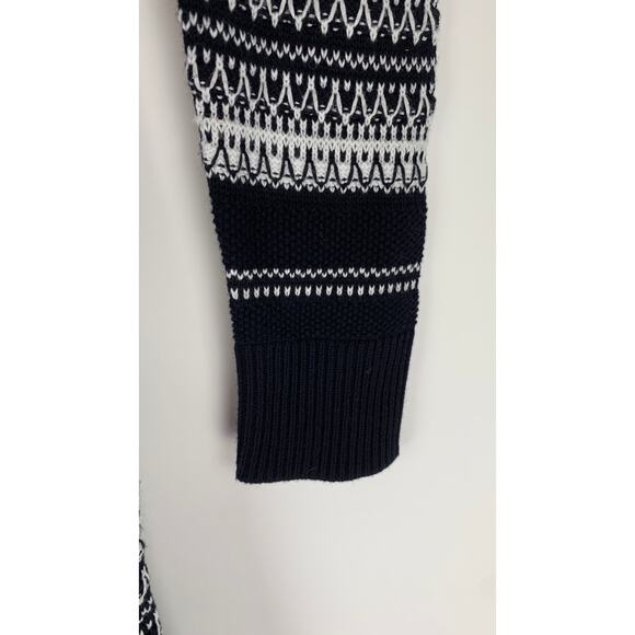 Vince Tunic Sweater Cotton Womens Size Small Black White Flawed Knit V Neck - Picture 5 of 8